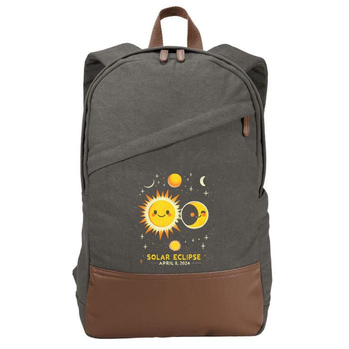 Cute Solar Eclipse April 8 2024 Cotton Canvas Backpack