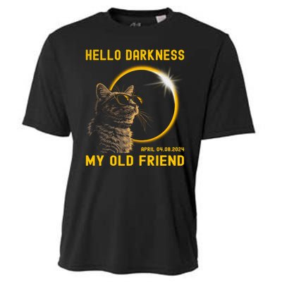 Cat Solar Eclipse Hello Darkness My Old Friend 8 April 2024 Cooling Performance Crew T-Shirt