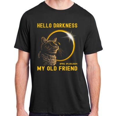 Cat Solar Eclipse Hello Darkness My Old Friend 8 April 2024 Adult ChromaSoft Performance T-Shirt