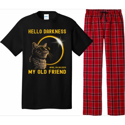 Cat Solar Eclipse Hello Darkness My Old Friend 8 April 2024 Pajama Set