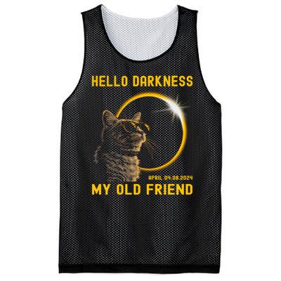 Cat Solar Eclipse Hello Darkness My Old Friend 8 April 2024 Mesh Reversible Basketball Jersey Tank