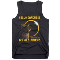 Cat Solar Eclipse Hello Darkness My Old Friend 8 April 2024 Tank Top