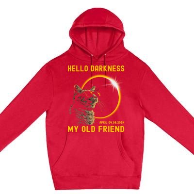 Cat Solar Eclipse Hello Darkness My Old Friend 8 April 2024 Premium Pullover Hoodie