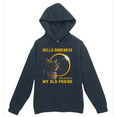 Cat Solar Eclipse Hello Darkness My Old Friend 8 April 2024 Urban Pullover Hoodie