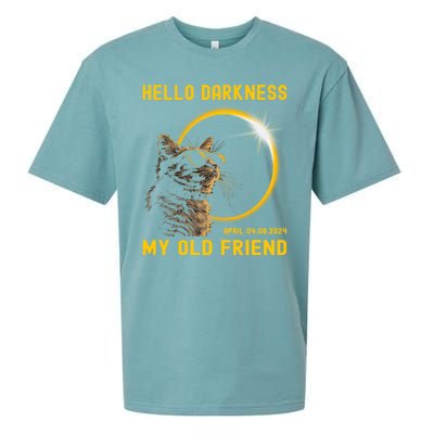 Cat Solar Eclipse Hello Darkness My Old Friend 8 April 2024 Sueded Cloud Jersey T-Shirt