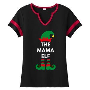 Christmas Santa Elves The Mama Elf Matching Family Gift Ladies Halftime Notch Neck Tee