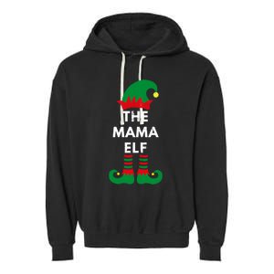 Christmas Santa Elves The Mama Elf Matching Family Gift Garment-Dyed Fleece Hoodie