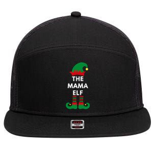 Christmas Santa Elves The Mama Elf Matching Family Gift 7 Panel Mesh Trucker Snapback Hat