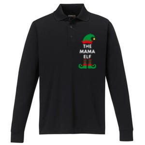 Christmas Santa Elves The Mama Elf Matching Family Gift Performance Long Sleeve Polo