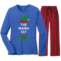 Christmas Santa Elves The Mama Elf Matching Family Gift Women's Long Sleeve Flannel Pajama Set 