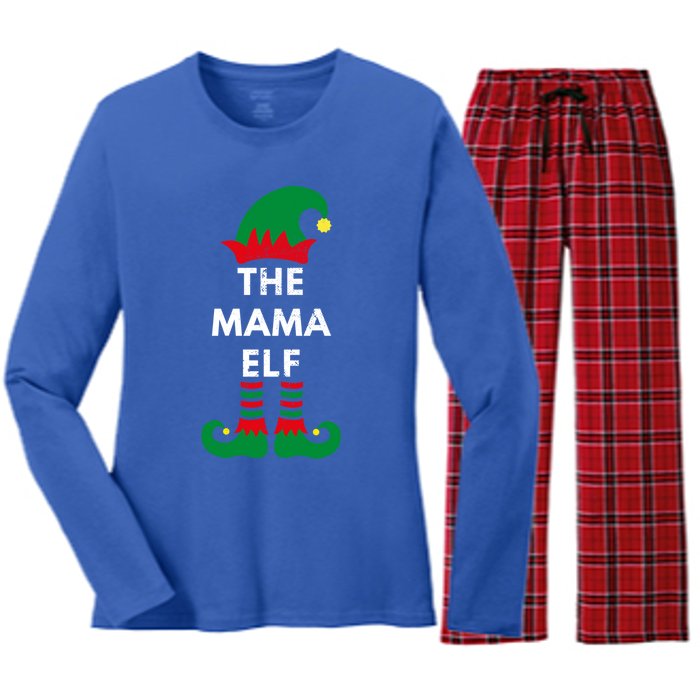 Christmas Santa Elves The Mama Elf Matching Family Gift Women's Long Sleeve Flannel Pajama Set 