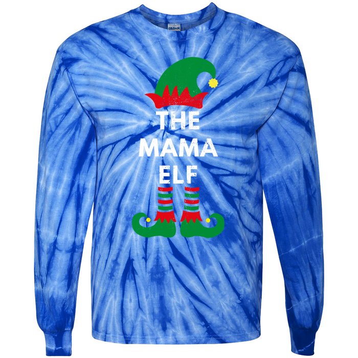 Christmas Santa Elves The Mama Elf Matching Family Gift Tie-Dye Long Sleeve Shirt