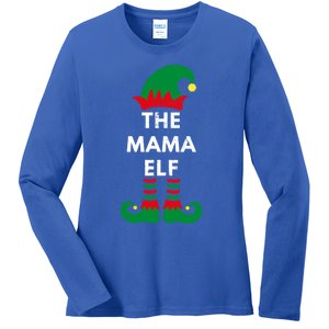 Christmas Santa Elves The Mama Elf Matching Family Gift Ladies Long Sleeve Shirt