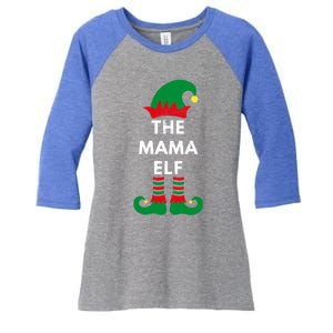 Christmas Santa Elves The Mama Elf Matching Family Gift Women's Tri-Blend 3/4-Sleeve Raglan Shirt