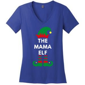 Christmas Santa Elves The Mama Elf Matching Family Gift Women's V-Neck T-Shirt