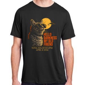 Cat Solar Eclipse Hello Darkness My Old Friend 8 April 2024 Adult ChromaSoft Performance T-Shirt