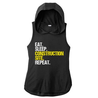 Construction Site Eat Sleep Construction Worker Gift Ladies PosiCharge Tri-Blend Wicking Draft Hoodie Tank