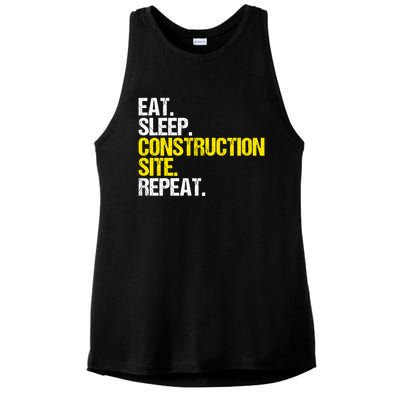 Construction Site Eat Sleep Construction Worker Gift Ladies PosiCharge Tri-Blend Wicking Tank