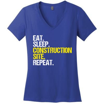 Construction Site Eat Sleep Construction Worker Gift Women's V-Neck T-Shirt