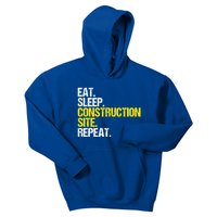 Construction Site Eat Sleep Construction Worker Gift Kids Hoodie