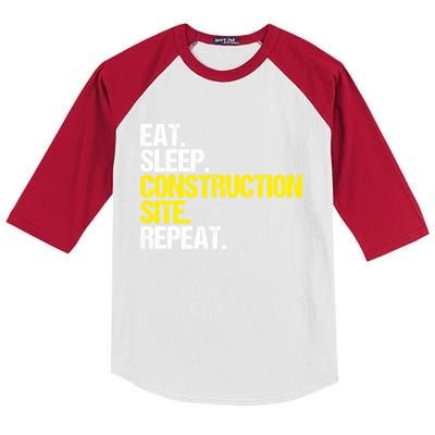 Construction Site Eat Sleep Construction Worker Gift Kids Colorblock Raglan Jersey