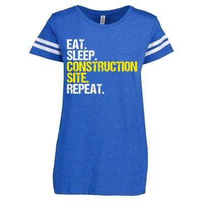 Construction Site Eat Sleep Construction Worker Gift Enza Ladies Jersey Football T-Shirt