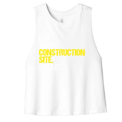 Construction Site Eat Sleep Construction Worker Gift Women's Racerback Cropped Tank