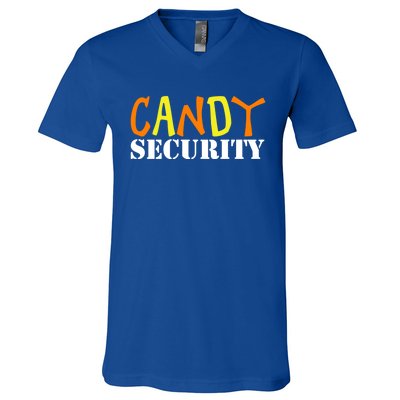 Candy Security Easy Halloween Costume For Lazy Adult Mom Dad Gift V-Neck T-Shirt