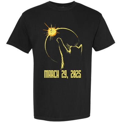 Cat Solar Eclipse March 29th 2025 Cat Reaching To Sun Garment-Dyed Heavyweight T-Shirt