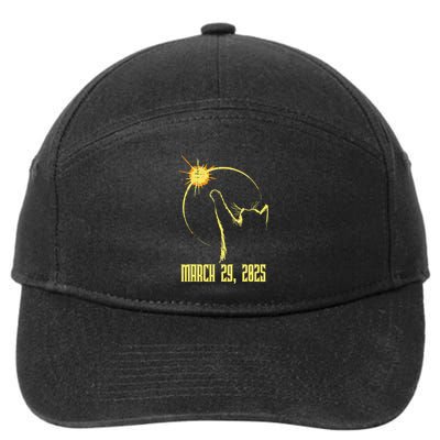 Cat Solar Eclipse March 29th 2025 Cat Reaching To Sun 7-Panel Snapback Hat