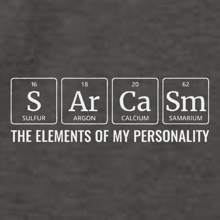 Chemistry Sarcasm Elements Of My Personality Funny Vector Backpack