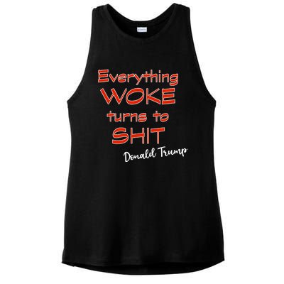 Confucius Says Everything Woke Turns To Shxt Donald J Trump Ladies PosiCharge Tri-Blend Wicking Tank