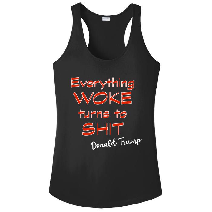 Confucius Says Everything Woke Turns To Shxt Donald J Trump Ladies PosiCharge Competitor Racerback Tank