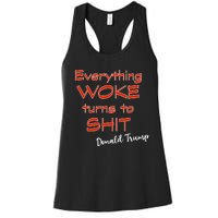 Confucius Says Everything Woke Turns To Shxt Donald J Trump Women's Racerback Tank