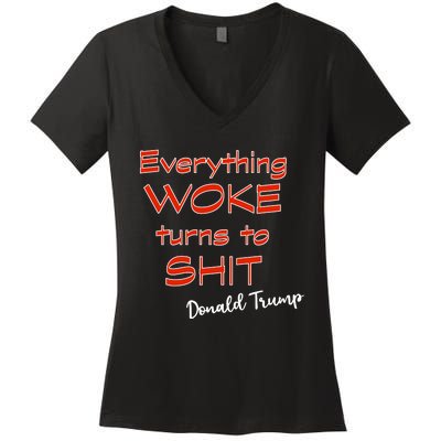 Confucius Says Everything Woke Turns To Shxt Donald J Trump Women's V-Neck T-Shirt