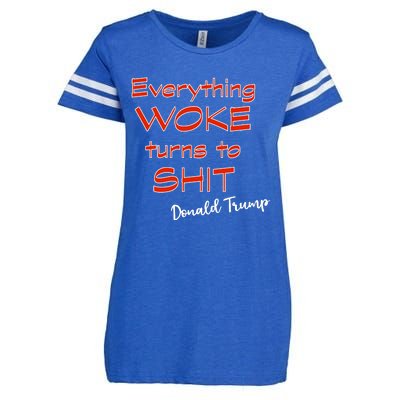 Confucius Says Everything Woke Turns To Shxt Donald J Trump Enza Ladies Jersey Football T-Shirt