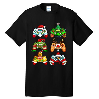 Christmas Santa Elf Gaming Controllers Gamer Xmas Tall T-Shirt