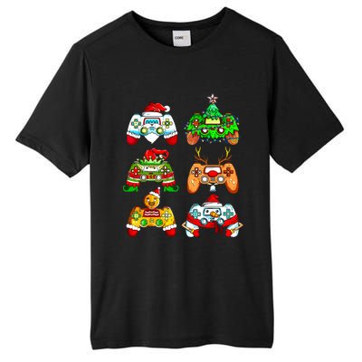 Christmas Santa Elf Gaming Controllers Gamer Xmas Tall Fusion ChromaSoft Performance T-Shirt