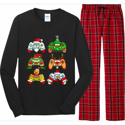 Christmas Santa Elf Gaming Controllers Gamer Xmas Long Sleeve Pajama Set