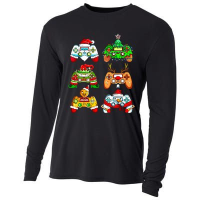 Christmas Santa Elf Gaming Controllers Gamer Xmas Cooling Performance Long Sleeve Crew