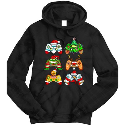 Christmas Santa Elf Gaming Controllers Gamer Xmas Tie Dye Hoodie