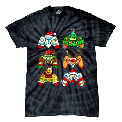 Christmas Santa Elf Gaming Controllers Gamer Xmas Tie-Dye T-Shirt