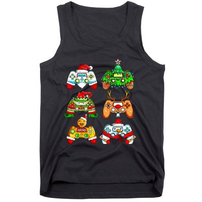 Christmas Santa Elf Gaming Controllers Gamer Xmas Tank Top