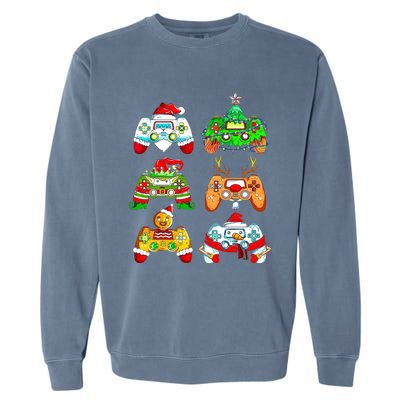 Christmas Santa Elf Gaming Controllers Gamer Xmas Garment-Dyed Sweatshirt