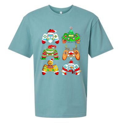 Christmas Santa Elf Gaming Controllers Gamer Xmas Sueded Cloud Jersey T-Shirt