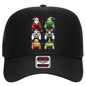 Christmas Santa Elf Snowman Cookie Gaming High Crown Mesh Back Trucker Hat