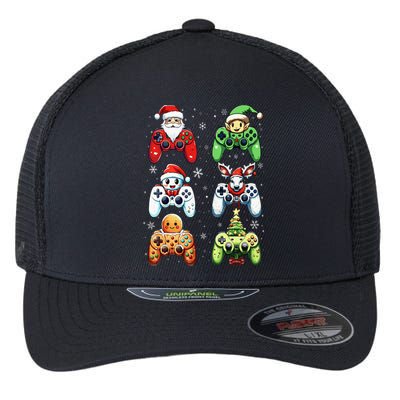 Christmas Santa Elf Snowman Cookie Gaming Flexfit Unipanel Trucker Cap