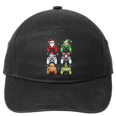 Christmas Santa Elf Snowman Cookie Gaming 7-Panel Snapback Hat