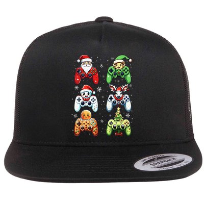 Christmas Santa Elf Snowman Cookie Gaming Flat Bill Trucker Hat