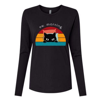 Cat Shirt. Ew. Mornings Womens Cotton Relaxed Long Sleeve T-Shirt